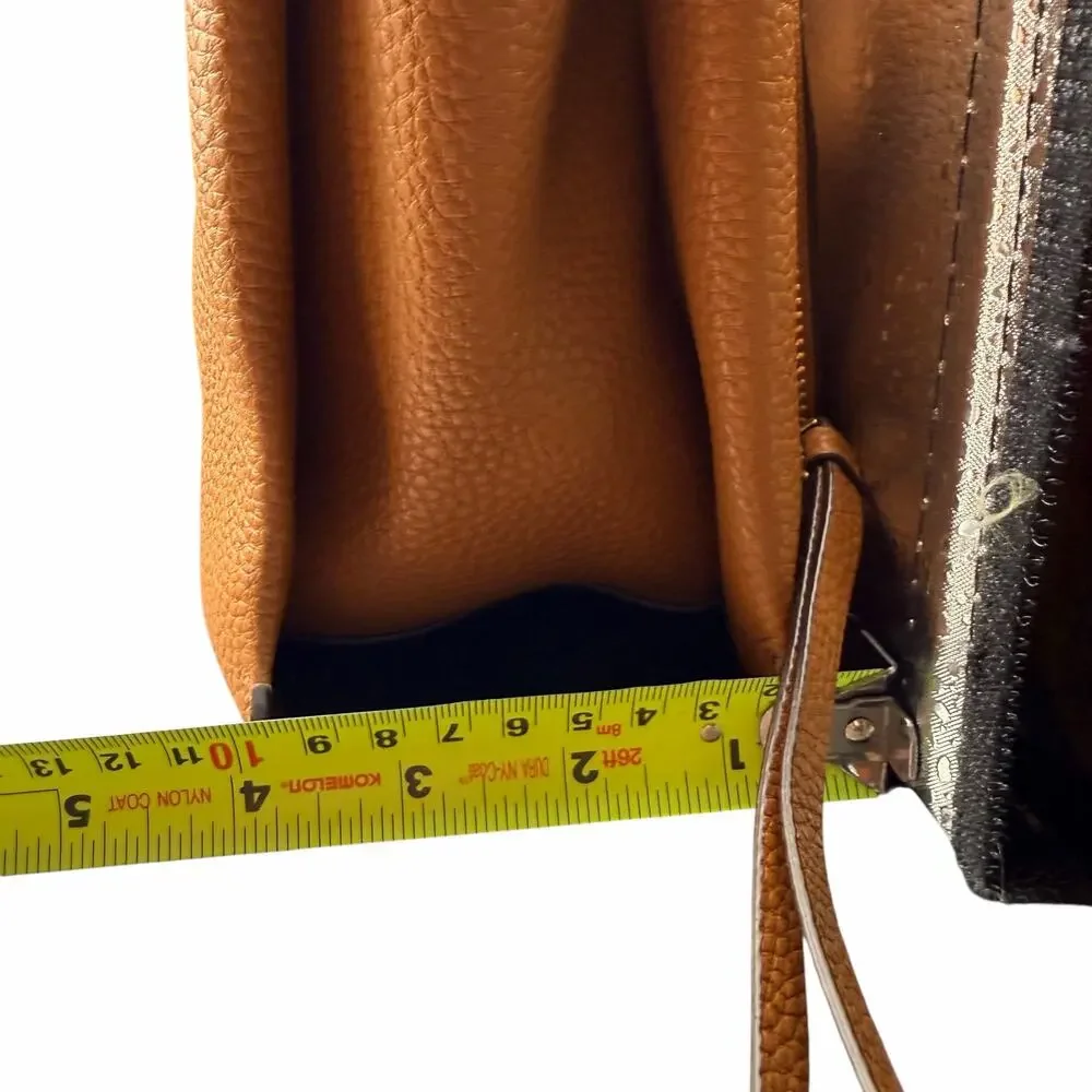 DKNY Tan Pebbled Leather Tote Bag w/ Zip Divider & Gold Hardware